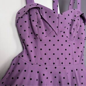 Vixen by Micheline Pitt Sunset Lavender  Polka Dot Sweetheart Dress EUC